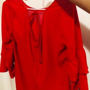 Red Ruffle Sleeved Top